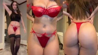 Christina Khalil Red Lingerie Striptease Video Leaked